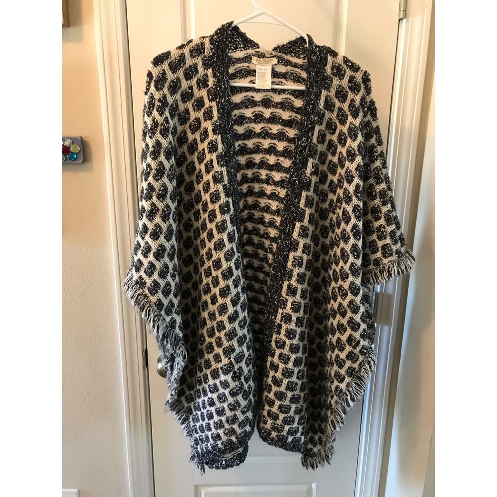 Cocogio Navy and White Kimono Sweater One Size